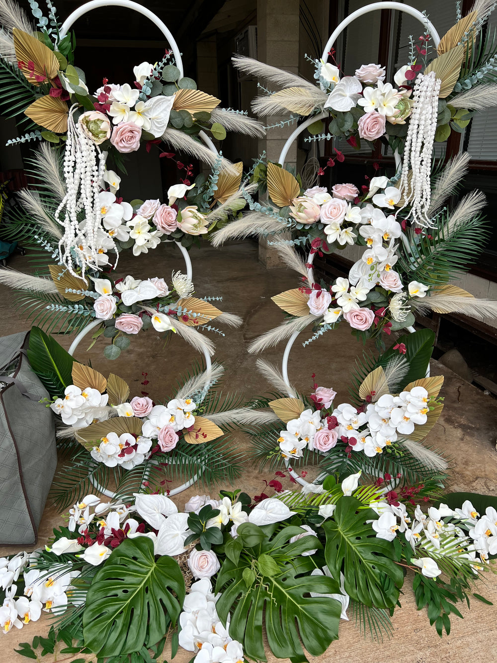 Tropical Floral Ring Pillar 6 ft tall