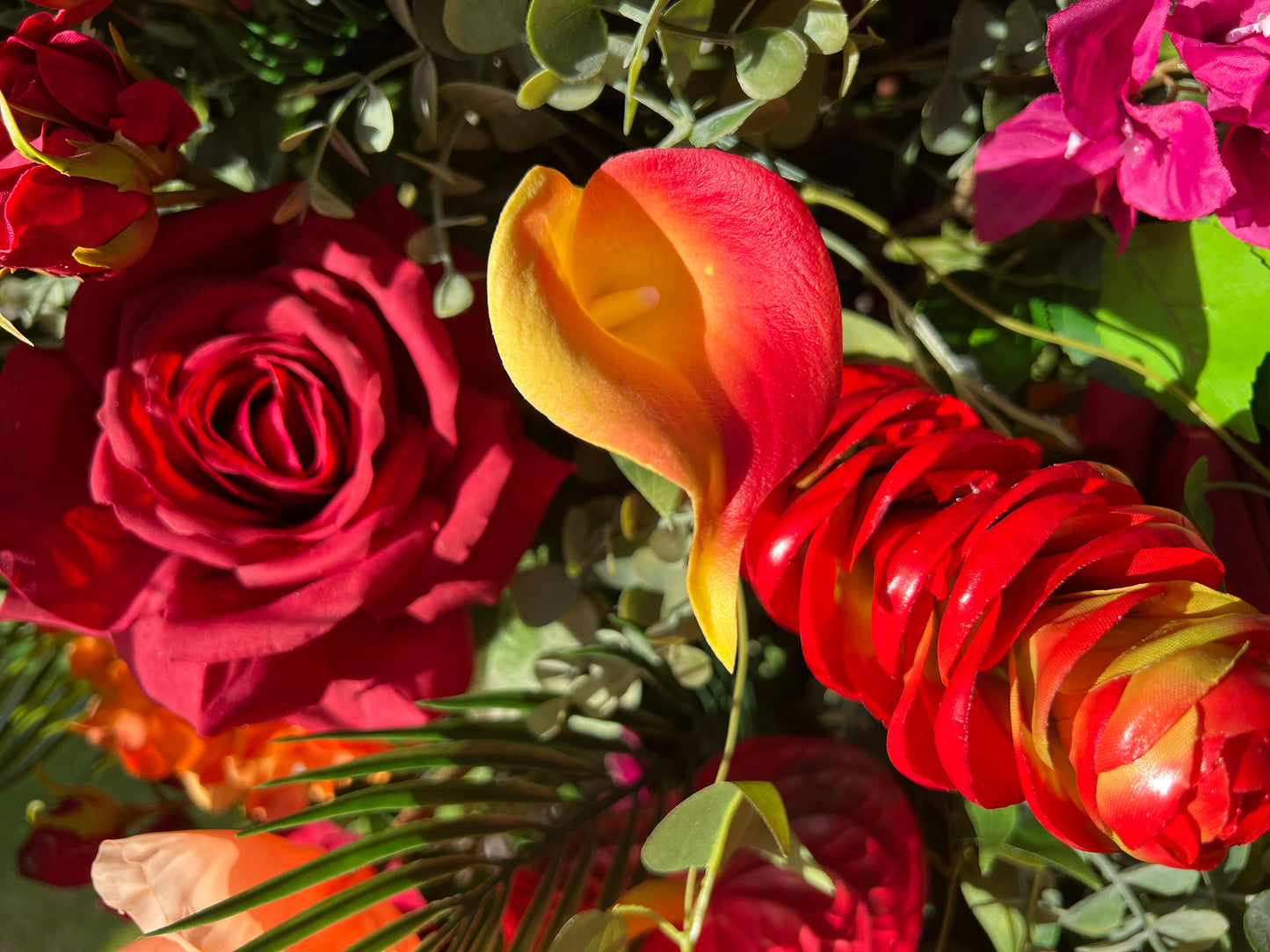 Aloha Tropical Floral Pillars;  Hawaii Wedding Arch Rental